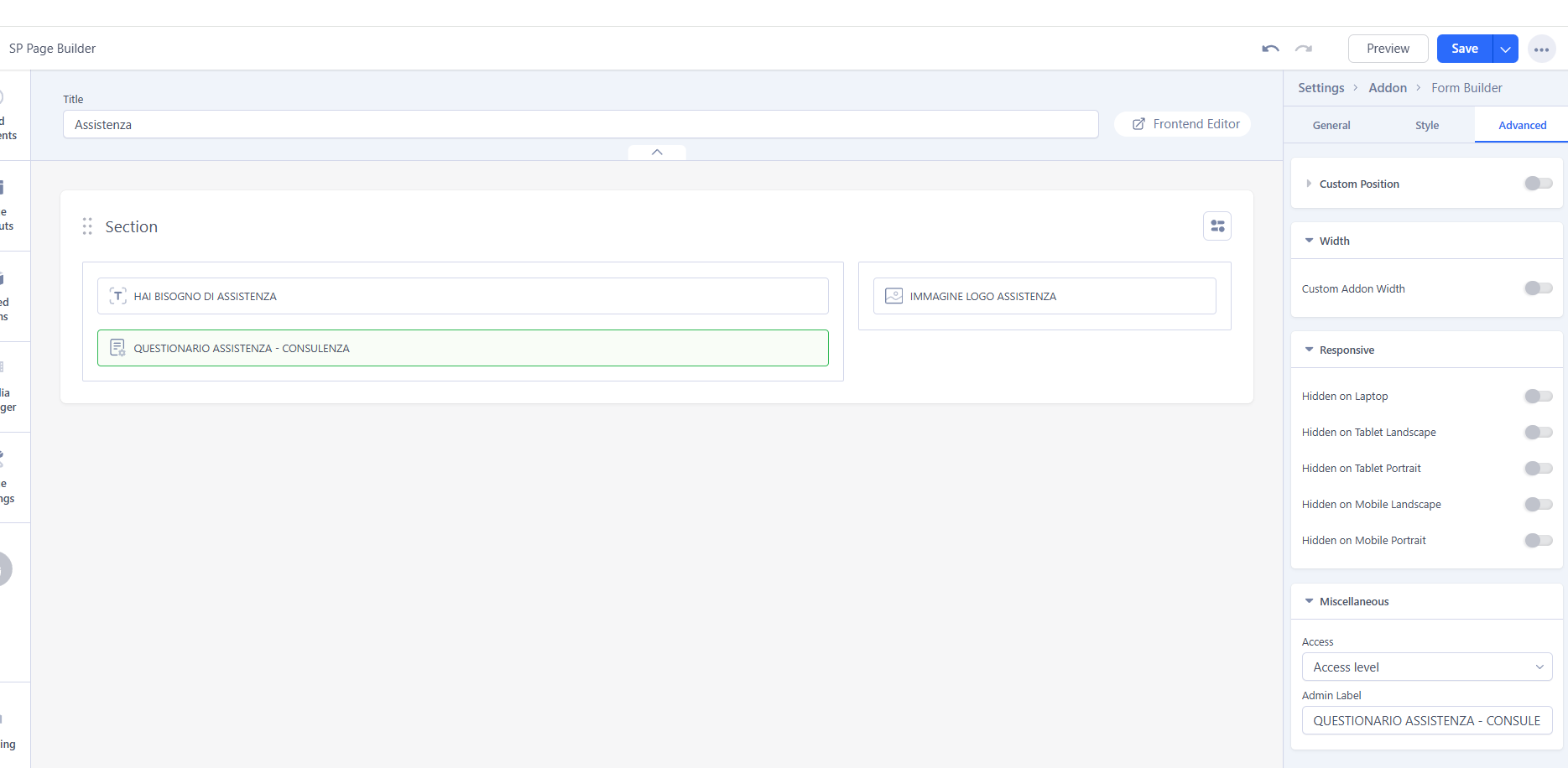 5_Cliccato su QUESTIONARIO ASSITENZA -CONSULENZA (Advanced).png